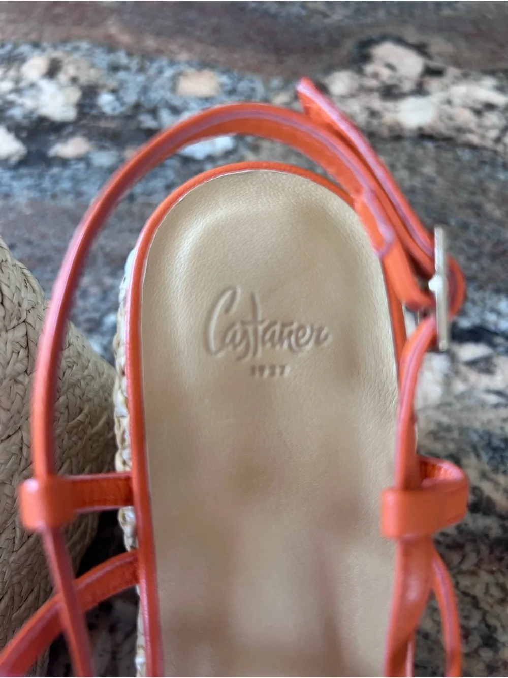 Castaner Orange Strappy Espadrille Wedge Sandals